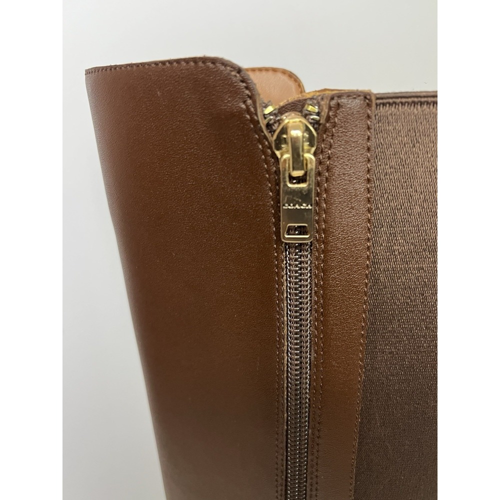 Coach Fitz Riding Boots Women's Size 5.5 B Brown Faux Leather Tall Boots Zip New - Picture 9 of 14